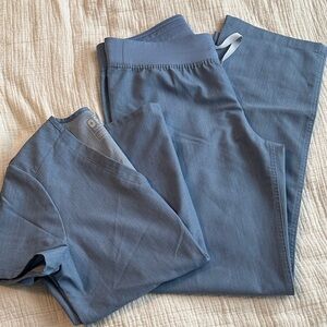 Figs Heather Denim Blue Scrub Set